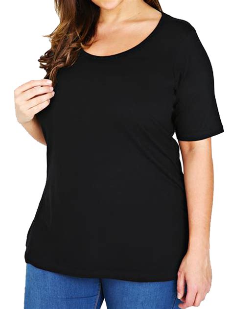 CURVE - - Yours BLACK Short Sleeve Scoop Neck T-Shirt - Plus Size 16 to 