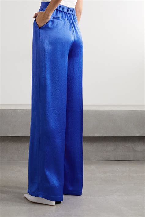 royal blue satin wide leg pants christopher john rogers in 2021 satin trousers outfit wide
