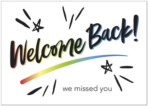 Rainbow Welcome Back Card Business Note Card Posty Cards