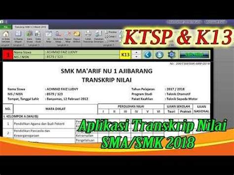 Detail Contoh Transkrip Nilai Smk Koleksi Nomer 34