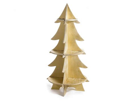 Tree Cabinet In Brushed Gold Wood With 3 Shelves 515057 Art From