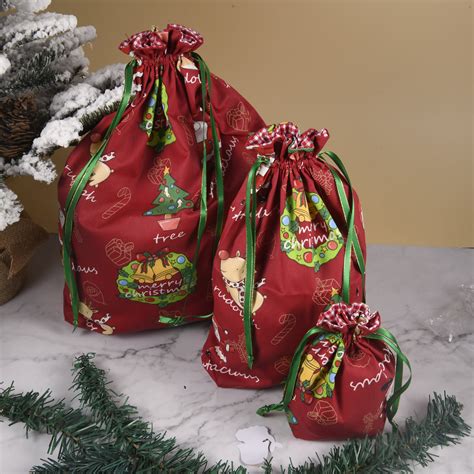 Reusable Holiday T Bag Fabric Christmas T Tote Cotton Etsy