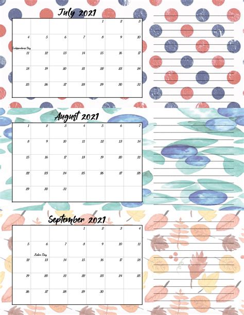 Free Printable 2021 Quarterly Calendars With Holidays 3 Designs