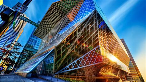 Colorful Made Of Glass Modern Architecture Wallpaper Download 3840x2160