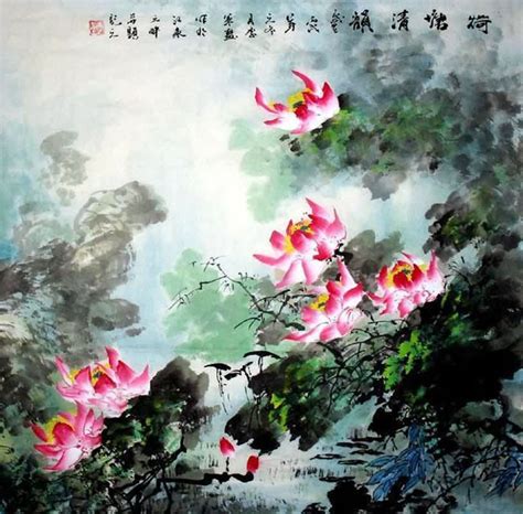 Chinese Lotus Painting Lotus 2397003 69cm X 69cm27〃 X 27〃