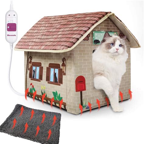 MARUNDA Heated Cat Houses For Indoor Or Outdoor Cats In Winter Waterproof And Insulated A