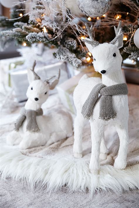 Natural Reindeer White Fun Christmas Decorations White Christmas White Christmas Decor