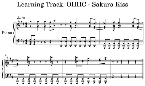 Learning Track Ohhc Sakura Kiss Sheet Music For Piano
