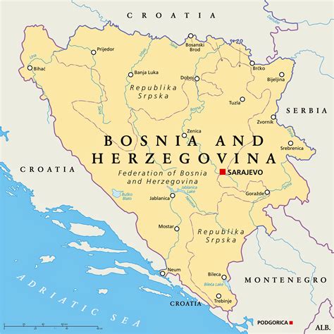 Political Map Of Bosnia And Herzegovina Ezilon Maps