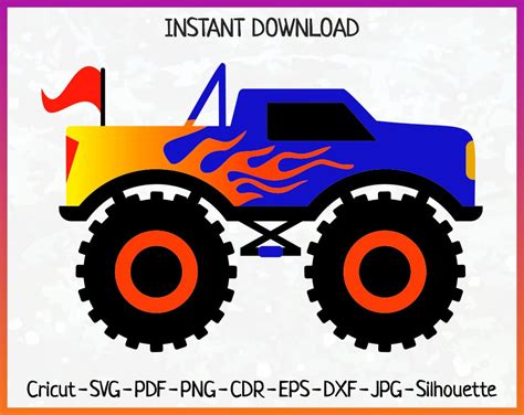 Monster Truck SVG Truck Silhouette dxf pdf png Boys Cricut | Etsy