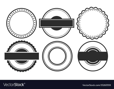 Blank Empty Circular Stamps Or Labels Set Six Vector Image