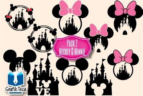 Pack 2 De Siluetas Minnie Y Mickey Mouse