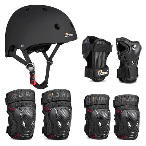 Jbm 7pcs Youth Adult Safety Adjustable Helmet With Knee Pads Elbow Pads