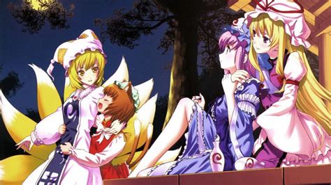 Blondes Tails Video Games Touhou Dress Purple Hair Animal Ears Yellow