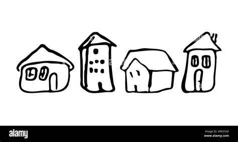 Whimsy Hand Drawn House Vector Motif For Rural Residential Clipart