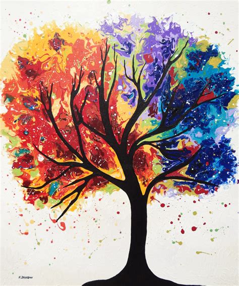 Original Fluid Tree Of Life Painting On Painting By Hjm Art Gallery