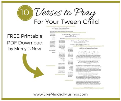 10 Verses To Pray For Your Tween Child Mercy Is New And Like Minded