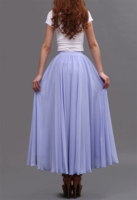 Lavender Chiffon Skirt Women Chiffon Long Skirt Plus Size Bridesmaid