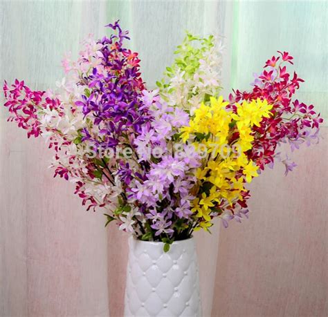 5pcs Artificial Silk 42 Winter Jasmine Long Flower Bouquet Arrangement