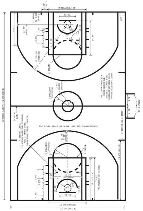 High School Basketball Court Markings