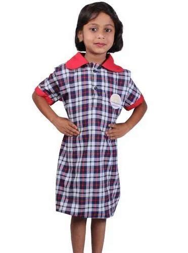 Summer Polyester Cotton Kendriya Vidyalaya Girls Uniform For School