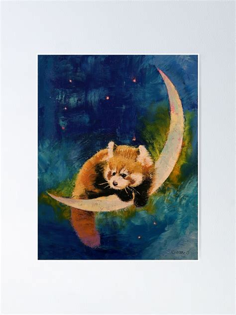 Red Panda Moon Poster By Michaelcreese Redbubble