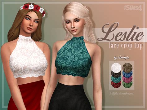 Sims 4 Ccs The Best Leslie Lace Crop Top By Trillyke