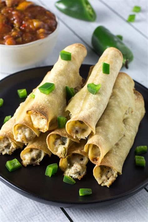 Baked Chicken Taquitos With Cream Cheese And Jalapenos