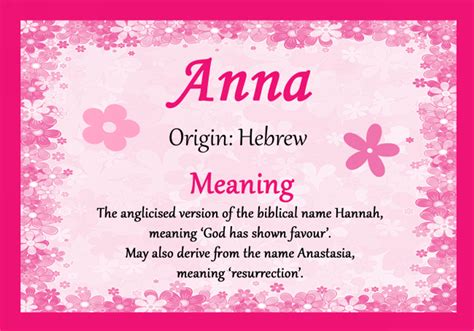 Anna Personalised Name Meaning Certificate The Card Zoo