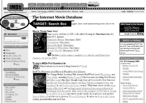 The Internet Movie Database Homepage With A Scanpath Of A User Trying