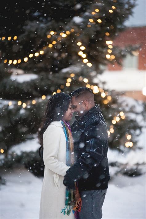 Romantic And Snowy Winter Engagement Shoot With Surprise Proposal