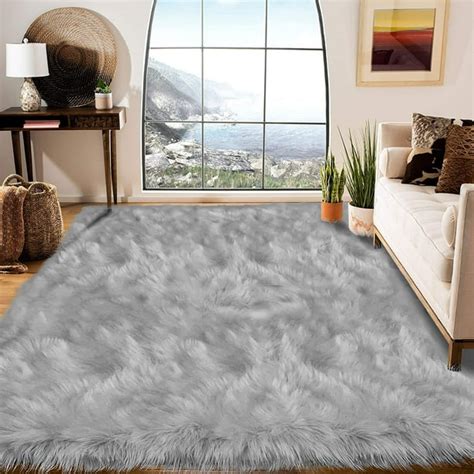 Latepis Super Large Soft Faux Fur Rug 9x12 Area Rug Sheepskin Rug For