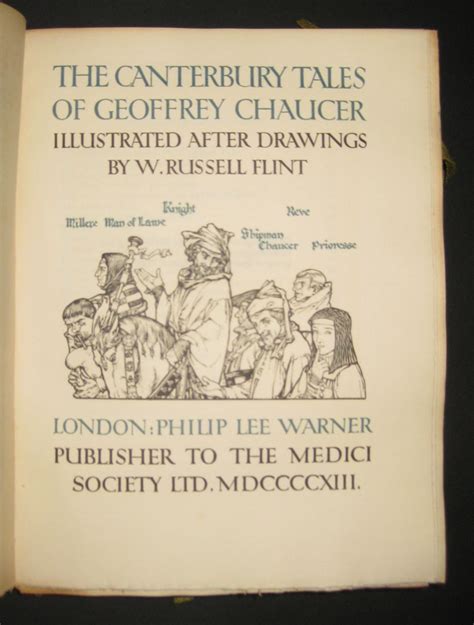 The Canterbury Tales Geoffrey Chaucer W Russell Flint 1st Edition