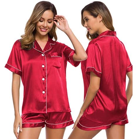 Women S Short Sleeve Satin Pajamas Buy Online