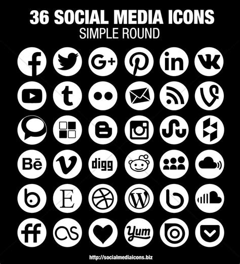 Round Social Media Icons White Socialmediaicons Social Media