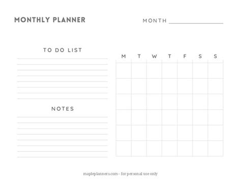 Free Minimalist Monthly Planner Template Printable