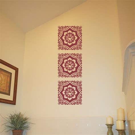 Items Similar To Floral Damask Wall Decal Motif Trio 3 Panel Design