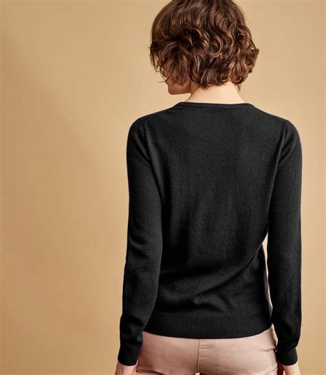 Black Cashmere Merino Crew Neck Knitted Jumper Woolovers Au
