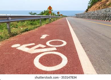 Bike Lane Signs On Streets Ground Stock Photo Shutterstock