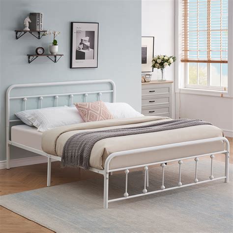Vecelo Full Size Metal Bed Frame With Headboard And Footboard Heavy