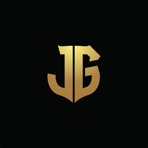 Jg Logo Monogram With Gold Colors And Shield Shape Design Template