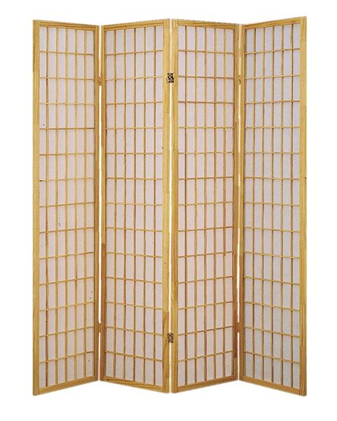 Asia Direct 531 4 4 Panel Natural Finish Wood Rice Paper Room Divider