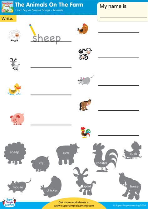 The Animals On The Farm Worksheet Write The Animal Super Simple