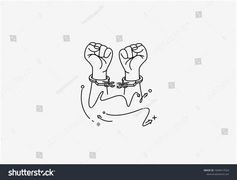Broken Handcuff Freedom Concept Hand Drawn Stock Vector Royalty Free