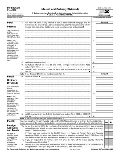 Irs Form 1040 Schedule B 2020 Fill Out Sign Online And Download