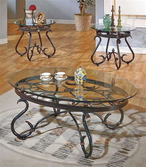 Glass Coffee Table Sets 3 Piece Furniture Of America Seetle 3 Piece