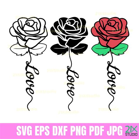 Love Floral Rose Svg Files for Cricut Designs Silhouette - Etsy