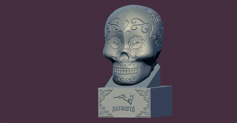 Stl File Nfl New England Patriots Sugar Skull Statue 3d Print 🆕・3d
