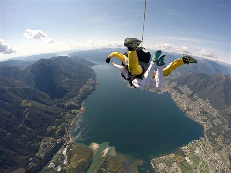 People Skydiving Above A Lake Image Free Stock Photo Public Domain