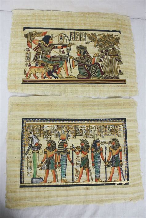 Lot 2 Authentic Papyrus Paper Egyptian Litho Painting Historical Depictions 11 Papyrus Paper